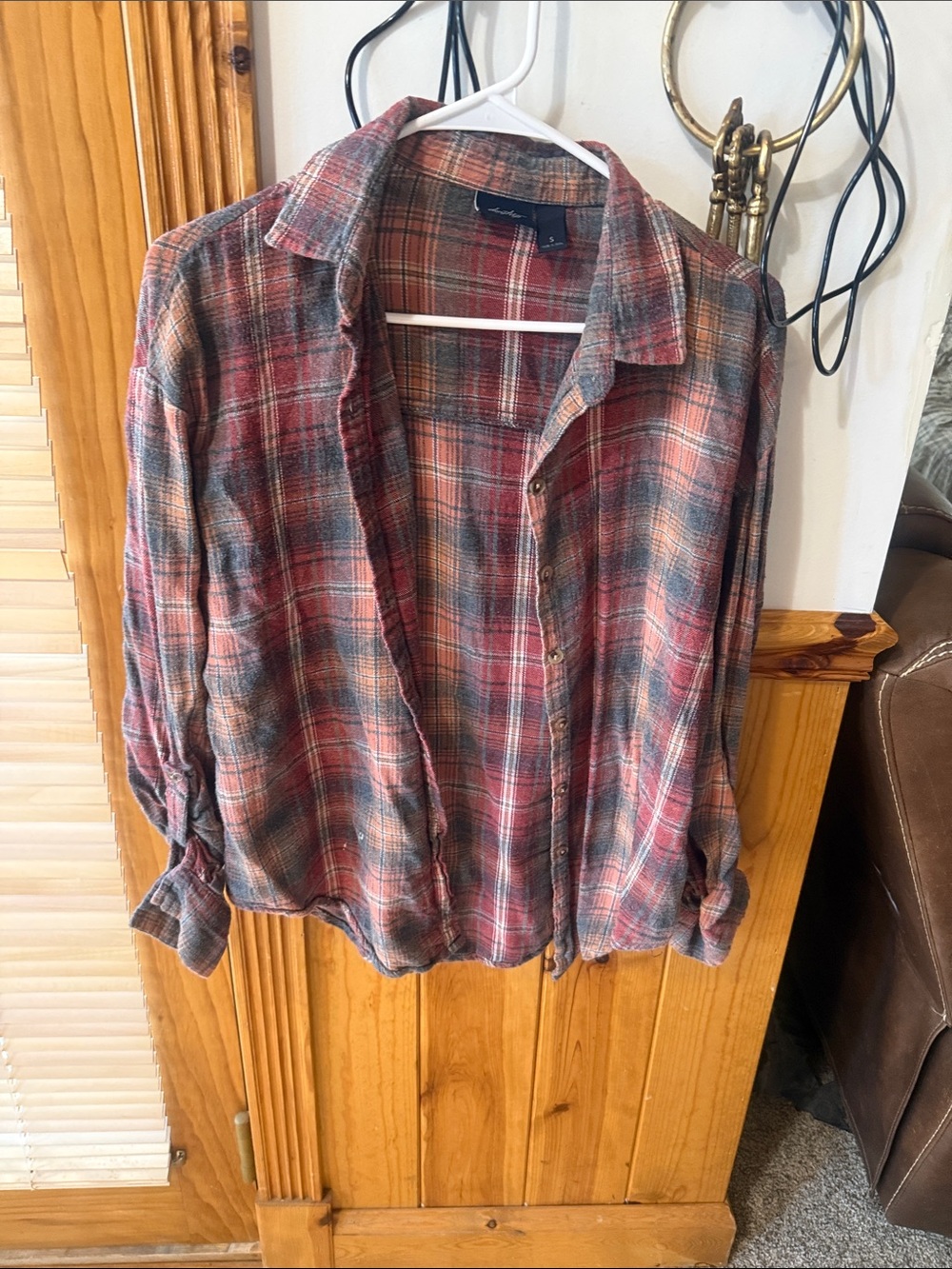 Women’s Red Plaid Button-Up Shirt